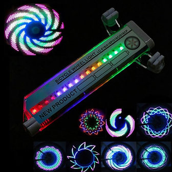 Multi LED Spaakverlichting XXL | 32 LED Lampen Fietsverlichting | 32 Verschillende Patronen Extra Groot
