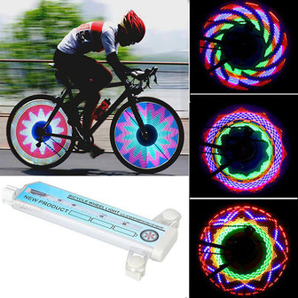 Multi LED Spaakverlichting XXL | 32 LED Lampen Fietsverlichting | 32 Verschillende Patronen Extra Groot