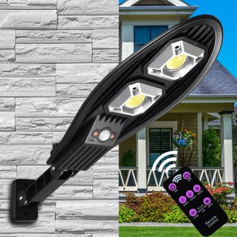 500 Watt LED Solar Lamp - Buiten LED Wandlamp - Met Sensor Afstandsbediening en Ingebouwde Batterij - 180 Graden Draaibaar LED Bouwlamp 2700-6000K