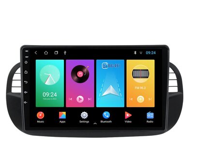 Navigatie radio Fiat 500 2007-2015, Android, Apple Carplay, 9 inch scherm, GPS, Wifi, Bluetooth