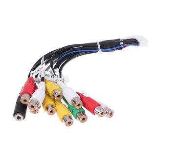 RCA Versterker kabel 20 pins voor Android Radio&#039;s - AUX Video Audio Microfoon en Subwoofer