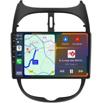 Android navigatie radio Peugeot 206 2001-2008 Apple Carplay Android Auto