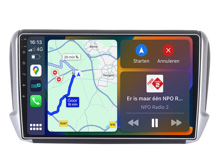 Android navigatie radio Peugeot 208 en Peugeot 2008 2012-2018 Apple Carplay Android Auto