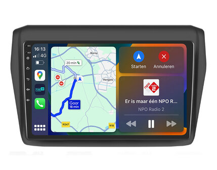 Android navigatie radio met Apple Carplay &amp; Android Auto Draadloos &amp; Bekabeld Suzuki Swift