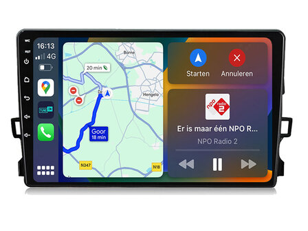 Android navigatie radio met Apple Carplay &amp; Android Auto Draadloos &amp; Bekabeld Toyota Auris