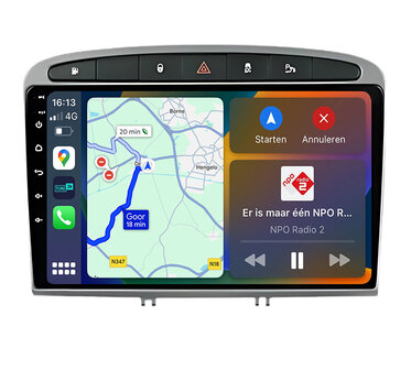 Android navigatie radio met Apple Carplay &amp; Android Auto Draadloos &amp; Bekabeld Peugeot 308