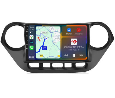 Android navigatie radio met Apple Carplay &amp; Android Auto Draadloos &amp; Bekabeld Hyundai I10