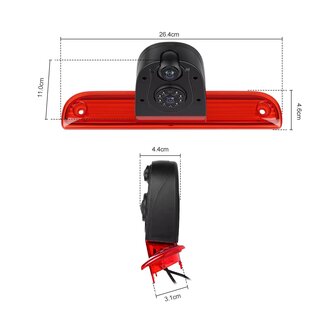 Dubbele Achteruitrijcamera Fiat Ducato Camper / Peugeot Boxer / Citro&euml;n Jumpy 2006-2021 - 3e Derde Remlicht HD Camera Du