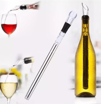 RVS IJs Wijn Stick | Wijnkoeler 2 in 1 | IceStick Koelstaaf | Wine Chiller inclusief Schenktuit | in mooie Geschenkverpakking