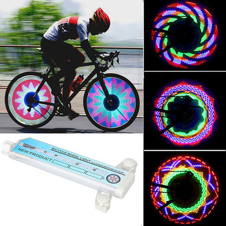 Multi LED Spaakverlichting XXL | 32 LED Lampen Fietsverlichting | 32 Verschillende Patronen Extra Groot