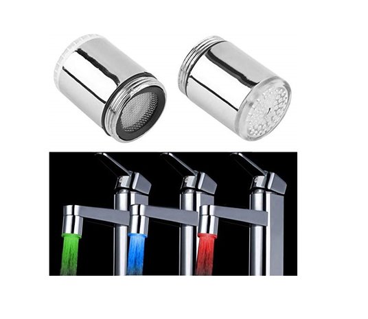 LED Kraan Verlichting | 3 Kleuren op Temperatuur | Fonteinkraan LED Straal Regelaar 3 Kleuren | Kraankop Verlichting | Tempratuur Geregeld | Geen Batterij Nodig