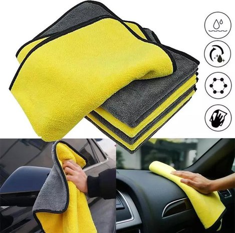 Micro Fiber Doek - Microvezel Handdoek - Auto Droog Doek - Microvezeldoeken - 600 GSM - Geel