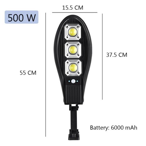 500 Watt LED Solar Lamp - Buiten LED Wandlamp - Met Sensor Afstandsbediening en Ingebouwde Batterij - 180 Graden Draaibaar LED Bouwlamp 2700-6000K