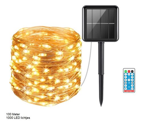 Solar LED Lichtsnoer Twinkle voor Buiten - Lichtslinger op Zonne Energie - IP44 Warm Wit - Buitenverlichting Tuinlampen