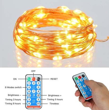 Solar LED Lichtsnoer Twinkle voor Buiten - Lichtslinger op Zonne Energie - IP44 Warm Wit - Buitenverlichting Tuinlampen