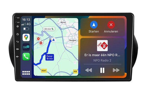 Android navigatie radio Fiat Fiorino, Fiat Qubo, Citroën Nemo & Peugeot Bipper 2008-2017