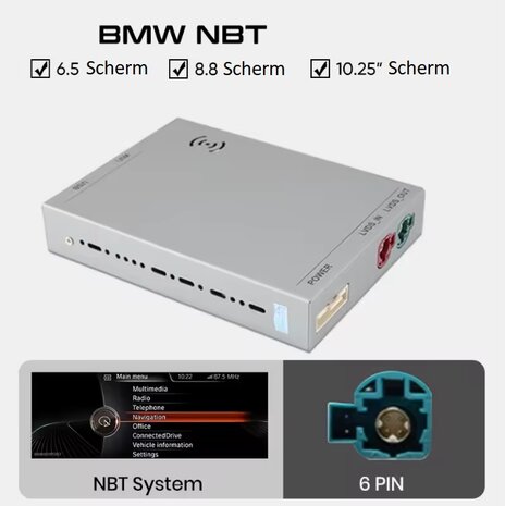 Draadloze Apple Carplay & Android Auto module BMW NBT Systeem | BMW Interface Navigatie uitbreiding NBT Systeem Draadloos | Behoud origineel scherm en functies