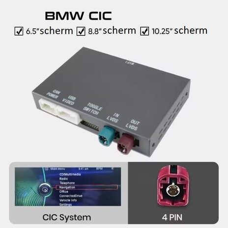 BMW Draadloze Apple Carplay & Android Auto module BMW CIC Systeem | BMW Interface Navigatie uitbreiding CIC Systeem Draadloos | Behoud origineel scherm en functies