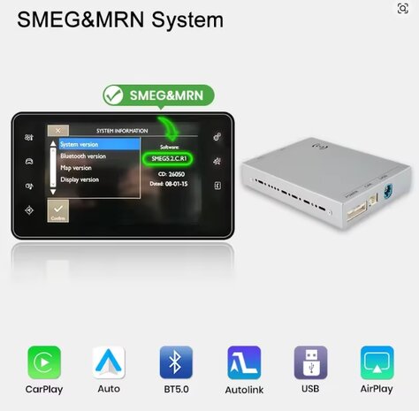 Peugeot Citroen Draadloze Apple Carplay & Android Auto module PSA SMEG & MRN Systeem