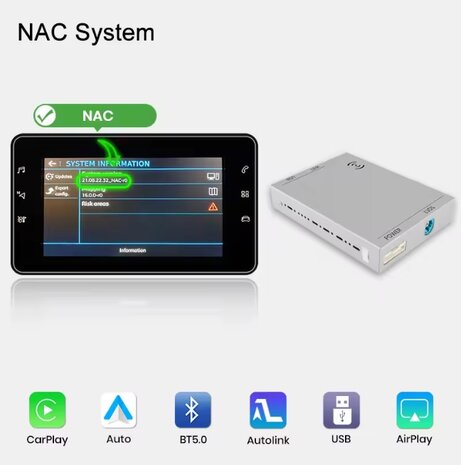 Peugeot Citroën Draadloze Apple Carplay & Android Auto module PSA NAC Systeem | PSA Peugeot Citroën Interface Navigatie uitbreiding NAC Systeem Draadloos | Behoud origineel scherm en functies
