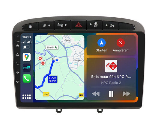 Android navigatie radio met Apple Carplay & Android Auto Draadloos & Bekabeld Peugeot 308