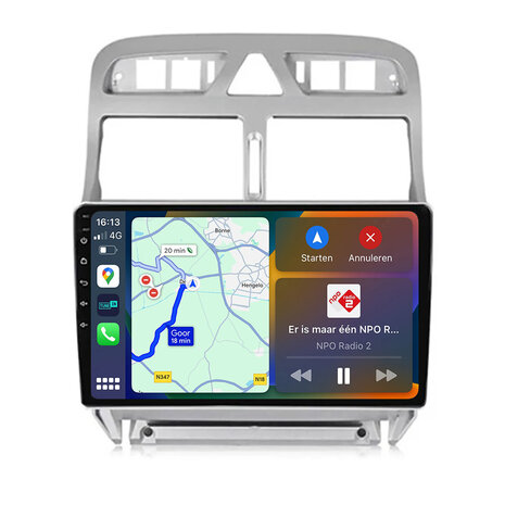 Android navigatie radio met Apple Carplay & Android Auto Draadloos & Bekabeld Peugeot 307