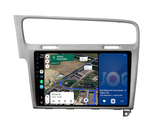 Android navigatie radio VW Volkswagen Golf 7, Android OS, Apple Carplay, Android Auto, Draadloos, GPS, Wifi, Bluetooth, 10 inch touchscreen, Geborsteld Grijs Mat