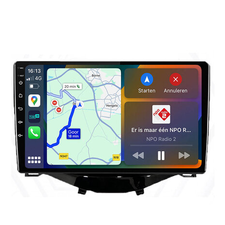Android navigatie radio met Apple Carplay & Android Auto Draadloos & Bekabeld Peugeot 108 Citroen C1 Toyota Aygo