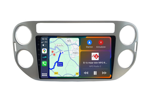 Android navigatie radio met Apple Carplay & Android Auto Draadloos & Bekabeld VW Tiguan