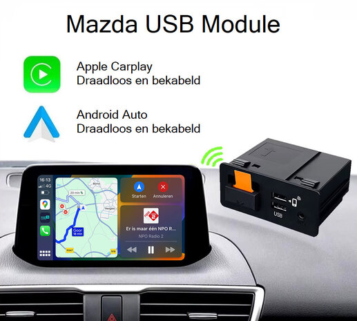 Mazda Connect Carplay Box Android Auto USB Module - Draadloze USB interface voor Mazda Connect Systemen - Integratie met Origin