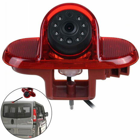 Achteruitrijcamera Renault Trafic Opel Vivaro 2001-2014  - 3e Derde Remlicht HD Camera - Achterdeur - Fisheye 170 graden - IP68