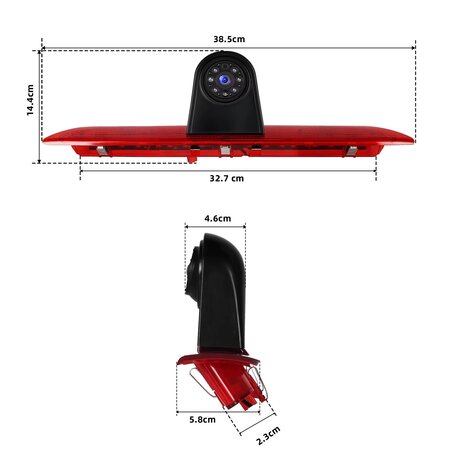 Achteruitrijcamera Ford Transit 2014-2018 Heel - 3e Derde Remlicht HD Camera - Achterdeur - Fisheye 170 graden - IP68
