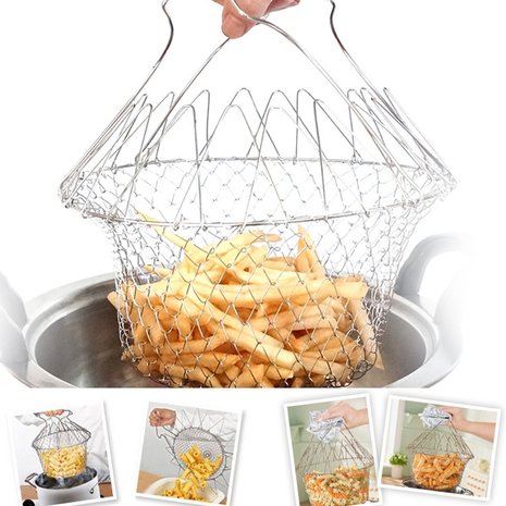Magic Chef Basket Stoom Mandje  | 12 in 1 keuken accessoire | Opvouwbaar Kook Mandje RVS | Stoommandje Groente Stomer
