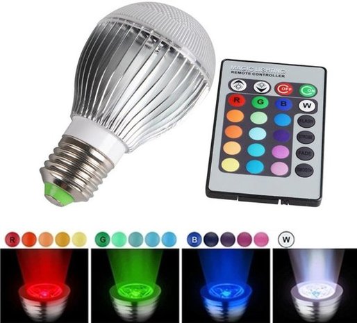 Magic Led Lamp Kleur | Led Bulb | RGBW 3 Watt Led Lampje | IR Afstandbediening | 16 Kleuren | Dimbaar | E27 Fitting