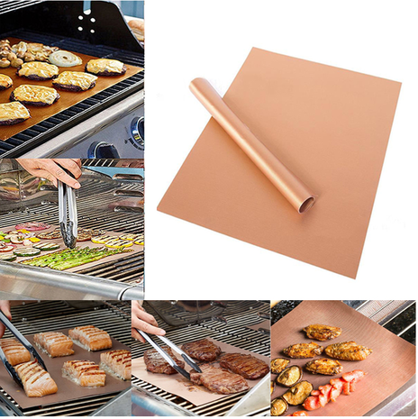 Barbecue Matje | Ovenbeschermer | BBQ Matje Ovenbestendig | Oven Mat Koper Teflon | Herbruikbaar & Anti kleef | 2 stuks van 40*33 cm
