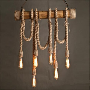 Wonderbaar Retro Touw LED Hanglamp Bamboe | Vintage Scheepstouw met 6 FC-15